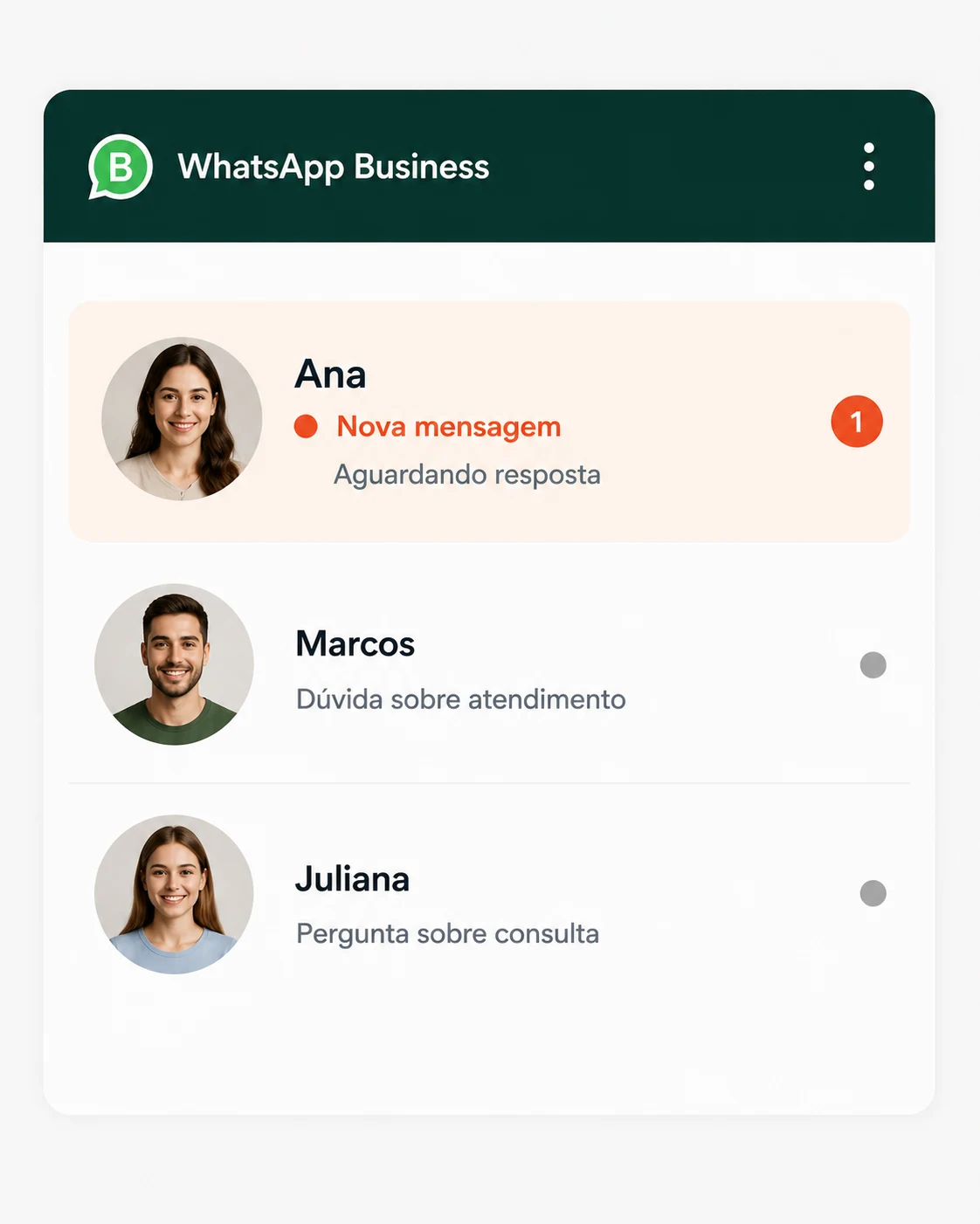 Conversas recebidas sem próxima ação definida